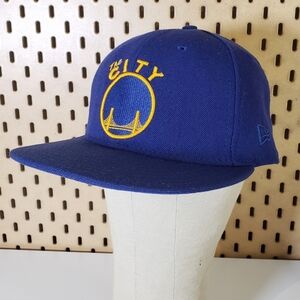 🏀💛💙🧢Genuine NBA Golden State Warriors The City New Era LP Fitted Hat 7 3/8 Wool